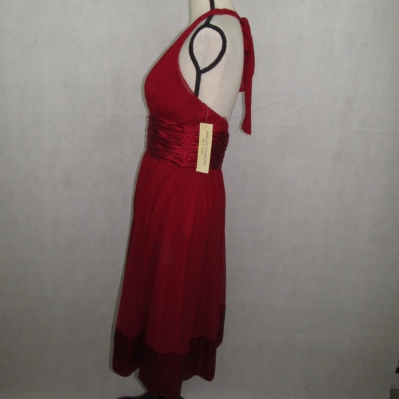 Maggy London Petites Size 6P Red Halter 100% Silk - Picture 5 of 7
